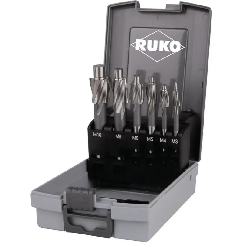 RUKO Flachsenkersatz 6tlg. DIN 373 HSS M 3 - M 10 für Gewindekernloch in ABS-Kunststoffkassette - 102452RO Bestpreis