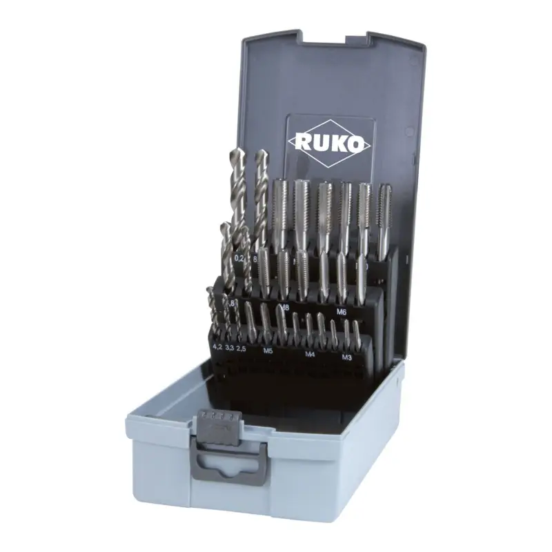 Finale Aktion RUKO 28-teiliger Handgewindebohrer-Satz M DIN 352 HSSE-Co 5 in Kunststoffkassette - 245003ERO
