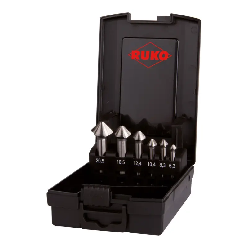 RUKO ULTIMATECUT Kegel- und Entgratsenker-Satz 3S HSSE-Co 5 DIN 335 Form C 90° in Kunststoffkassette 6 teilig - 102790ERO Preisknaller