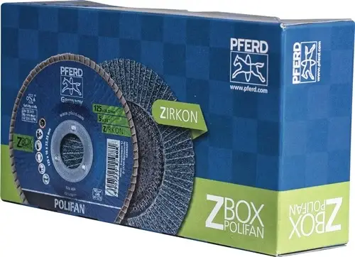 Schnäppchen PFERD Fächerscheibe POLIFAN Z Ø 125 mm Körnung Z-60 konisch INOX Zirkonkorund - 69300935