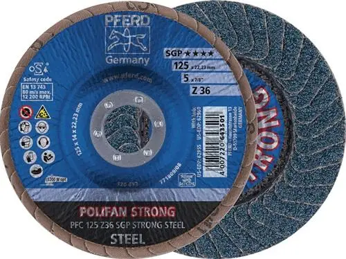 Neuheit PFERD Fächerscheibe POLIFAN Z SGP STRONG STEEL Ø 125 mm Körnung 36 konisch - 67788025