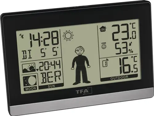 Preisknaller TFA Funkwetterstation Weather Boy H97xB145xT39mm schwarz/silber Ku.f.in.u.auß. - 35.1159.01