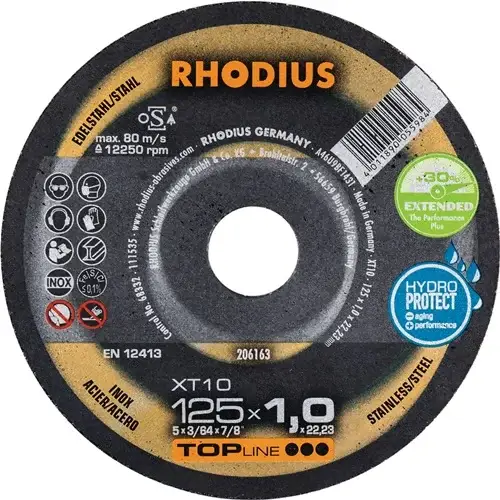 Abverkauf RHODIUS Trennscheibe XT10 Ø 125 x 1,5 mm INOX 22,23 mm - 206165