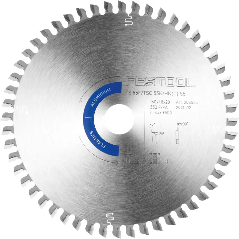Geprüft Festool Kreissägeblatt ALUMINIUM / PLASTICS HW 160 x 1,8 x 20 F / FA52 - 205555