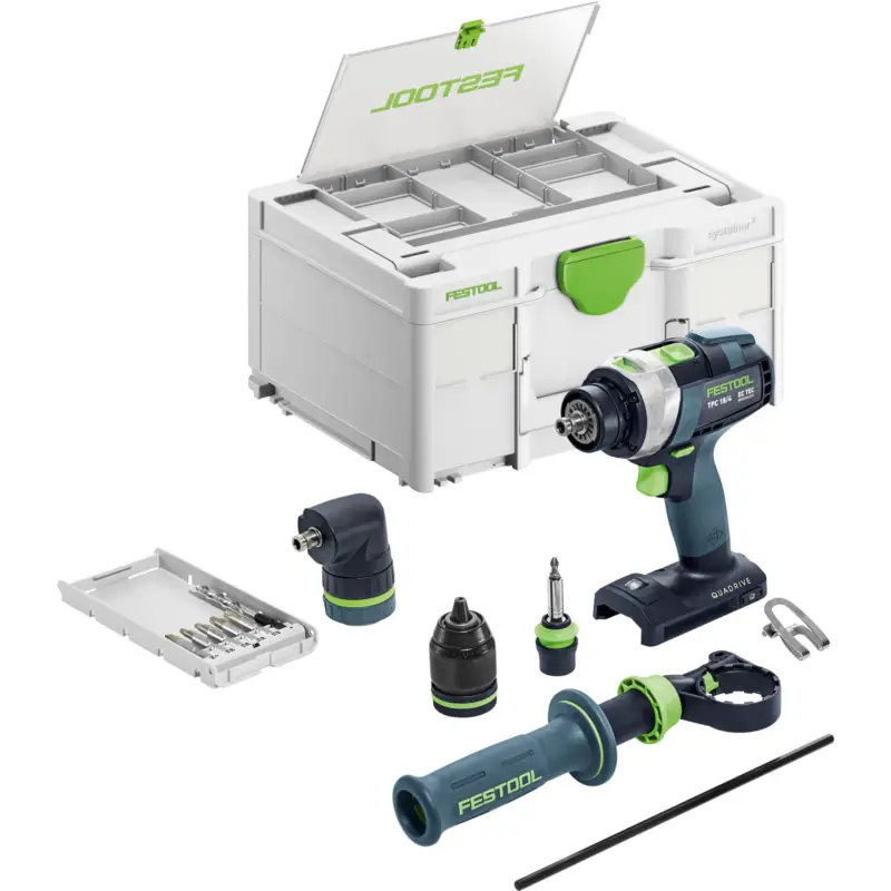 Markenprodukt Festool Akku-Schlagbohrschrauber TPC 18/4 I-Basic-Set QUADRIVE + Zubehör im Systainer - 577625