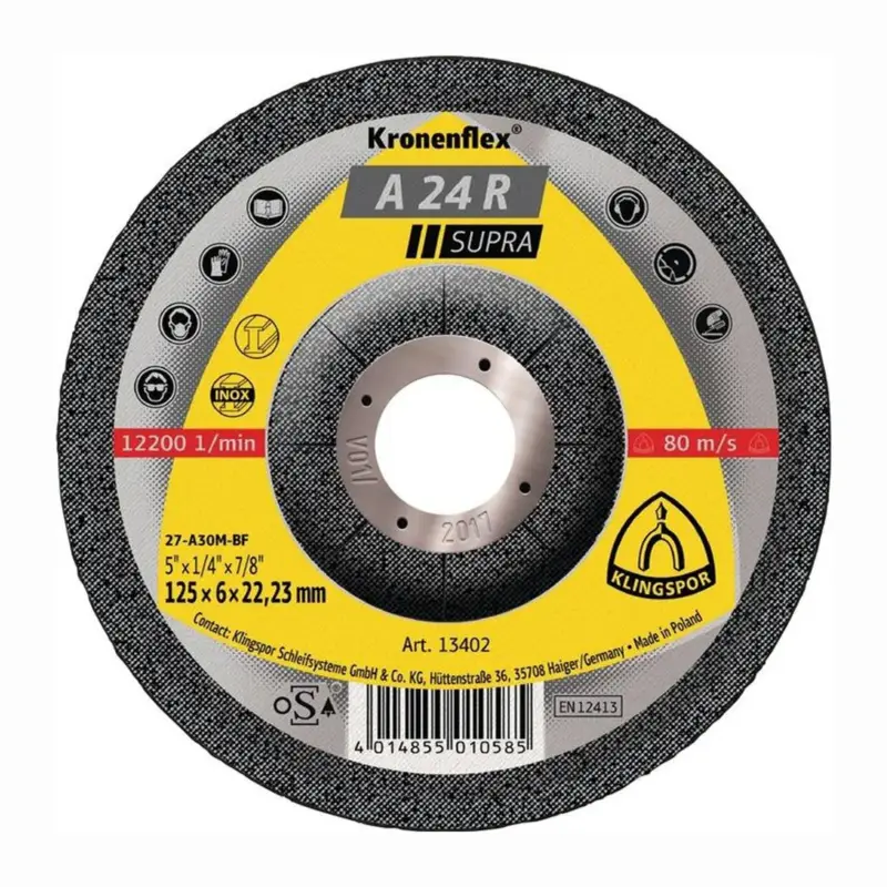 KLINGSPOR Schruppscheibe A 24 R Supra D 125 x S 4 mm - 240831 Highlight