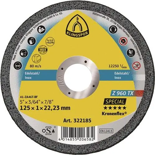 KLINGSPOR Trennscheibe Z 960 TX Ø 115 x 1 mm gerade - 322184 Top-Preis