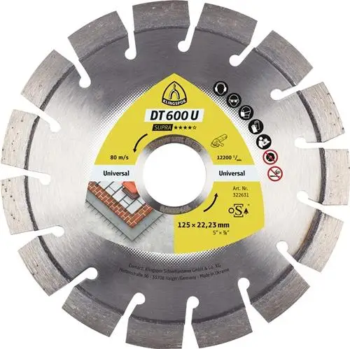 KLINGSPOR Diamanttrennscheibe DT 600 U Supra D.350mm Bohr.20mm 10mm 24mm - 325194 Neuheit