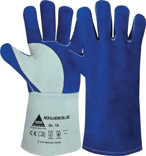 Expressversand HASE Schweißerhandschuhe Mühlheim Blue Gr. 11 blau / grau Rindspaltleder - 301080-11
