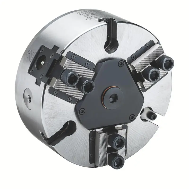 Zertifiziert Röhm Kraftspannfutter KFD-EC 250, 3-Backen, geführter Kolben, Zylindrische Zentrieraufnahme - 166184