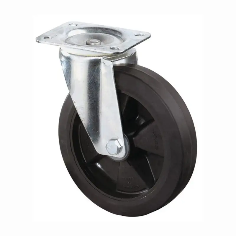 Top-Preis BS Rollen Lenkrolle mit Anschraubplatte Elastik-Vollgummi schwarz Rollenlager 200 mm 300 kg - L400.B60.200