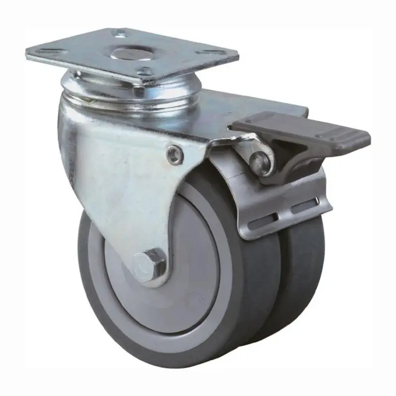 Markenware BS Rollen Doppel-Lenkrolle mit Totalfeststeller Ø 50 mm 60 kg - B120.A85.050