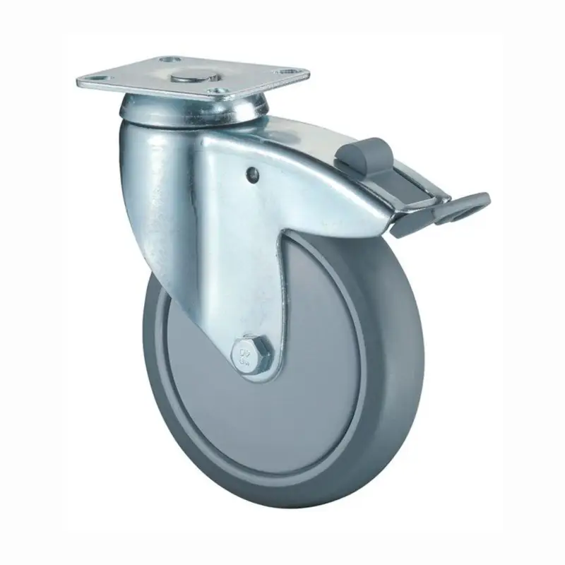 BS Rollen Lenkrolle mit Totalfeststeller und Anschraubplatte schwer Gummi Kugellager Rad-Ø 100 mm 80 kg - C120.A85.100 Top-Preis