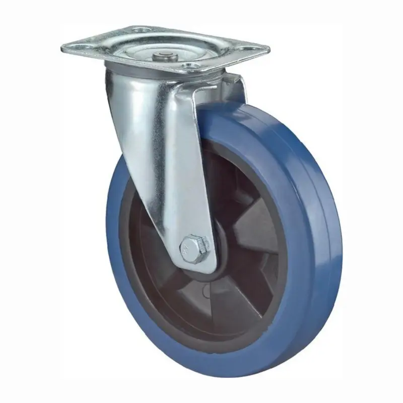 BS Rollen Lenkrolle mit Anschraubplatte Elastik-Vollgummi blau Rollenlager 125 mm 140 kg - LS400.B61.125 Knallerangebot