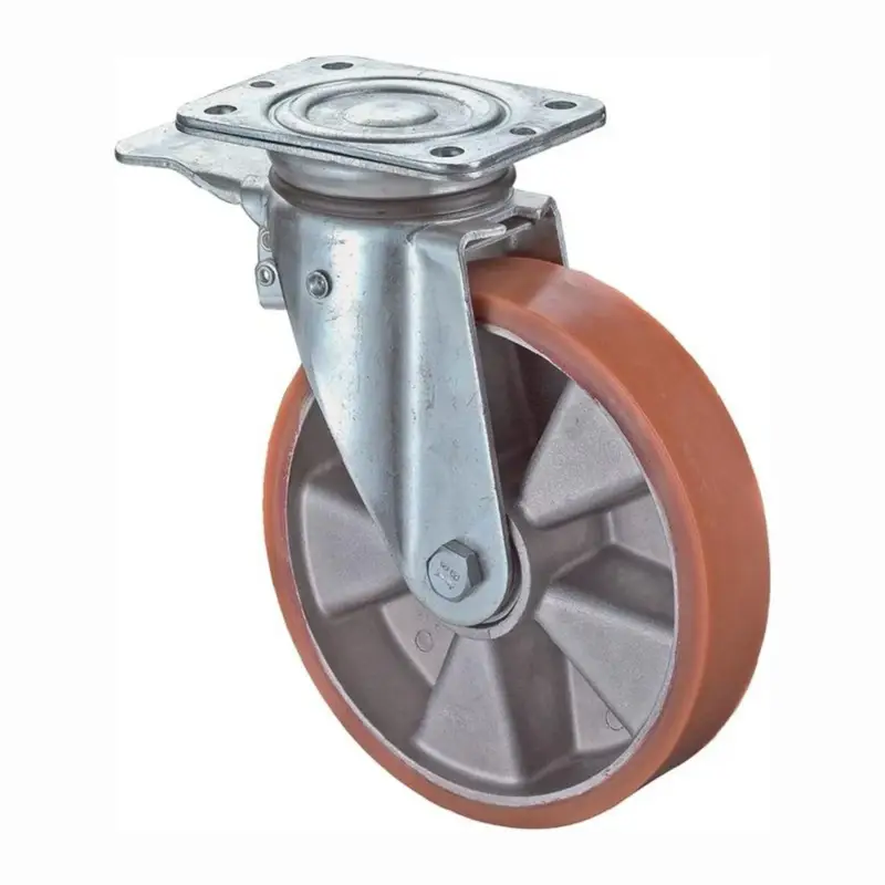 Must-Have BS Rollen Lenkrolle mit Totalfeststeller und Anschraubplatte Guß-Polyurethanbandage Kugellager Rad-Ø 160 mm 300 kg - L420.B90.160