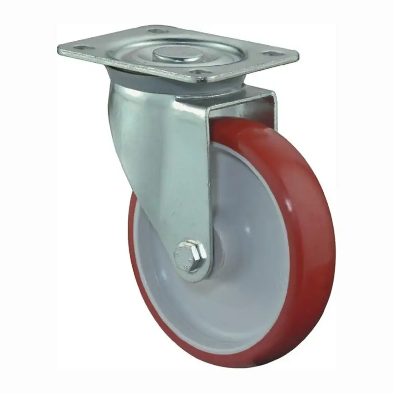 BS Rollen Lenkrolle mit Anschraubplatte Polyurethan rot Rollenlager 100 mm 125 kg - L400.B31.100 Preisreduziert