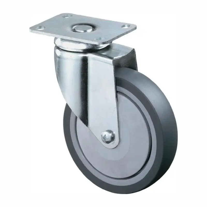 Neu BS Rollen Lenkrolle mit Anschraubplatte thermoplastisches Gummi schwer Kugellager 150 mm 100 kg - C100.A85.151