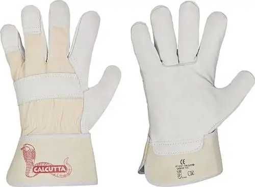 STRONGHAND Handschuh CALCUTTA EN388 naturfarben Rindleder Doppelnaht gummierte Stulpe Gr.9 - 0157-09H Neue Ware