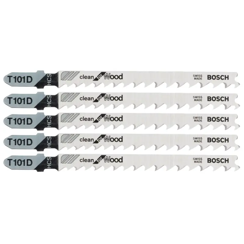 Bosch 5 Stichsägeblätter T 101 D Clean for Wood Stichsäge Sägeblatt 2608630032 Geprüft