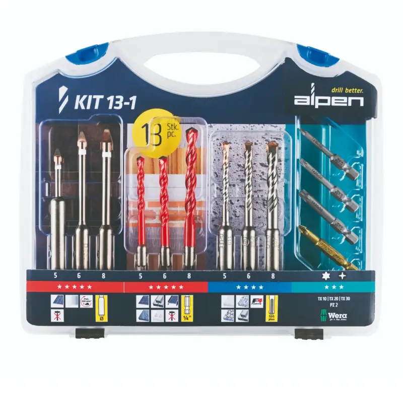 Preisreduziert Alpen Bohr-Schraubset KIT13-1 13 teilig Fliesen Multicut Stein 0000300213100