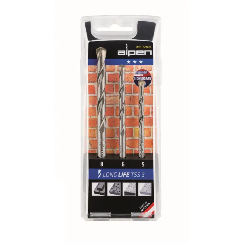 Alpen Steinbohrer Betonbohrer Long Life TSS 3 3tlg 5,0 6,0 8,0 mm 700103100 Saisonangebot