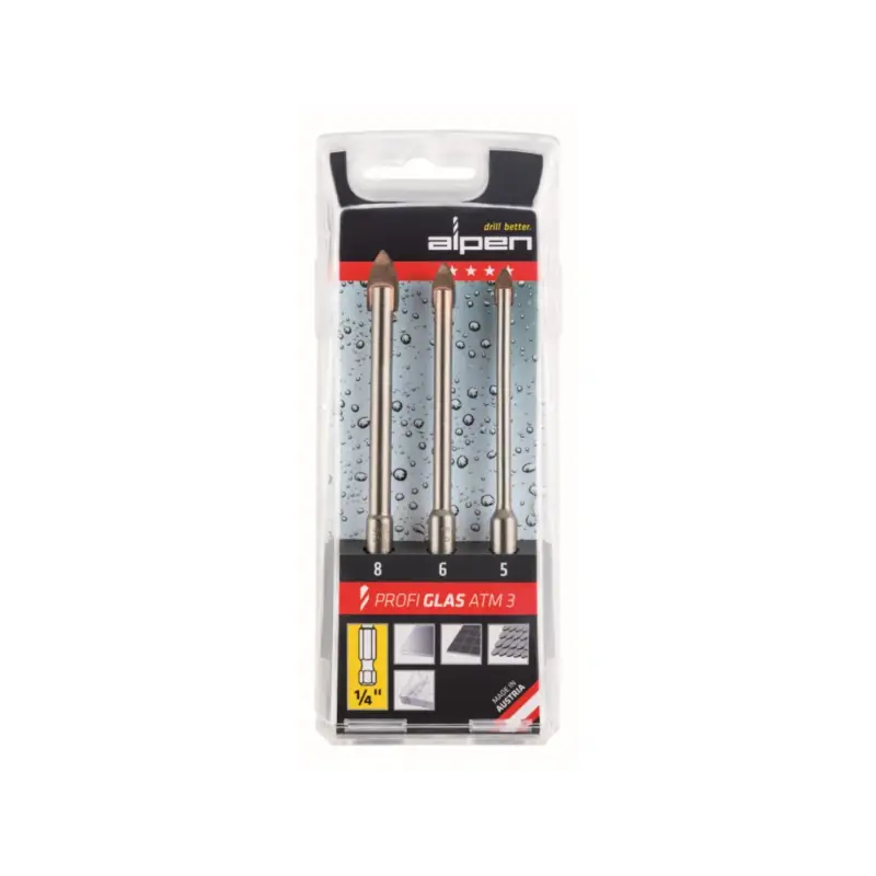 Sale Alpen Profi Glas ATM 3 Ø 5/6/8 mm 3tlg. Fliesen Keramik Glasbohrer 28900003100