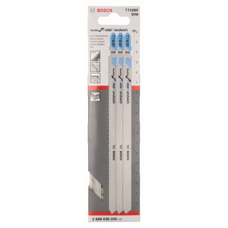 Knallerangebot Bosch 3 Stichsägeblätter T 718 BF Flexible for Metal Sandwich 180mm 2608636335