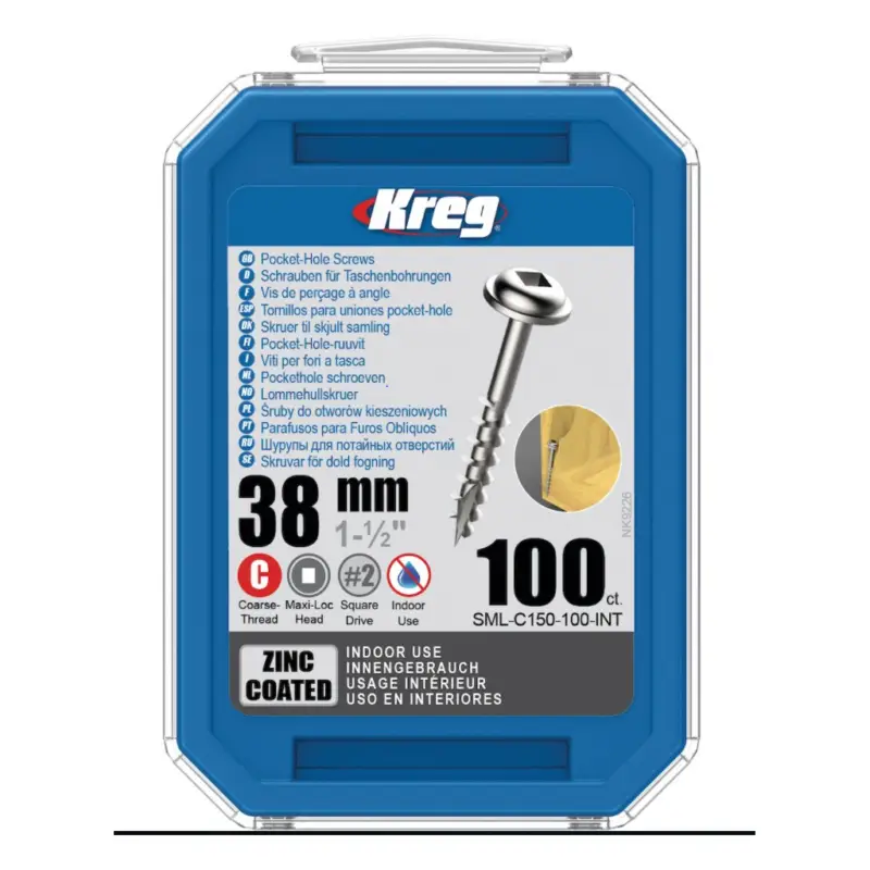 Sofort Bestellen KREG Verzinkte Taschenlochschrauben 38mm Maxi-Loc, Grobgewinde SML-C150-100-INT