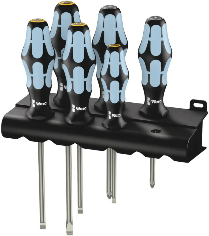 Wera 3334/3355/6 Schraubendrehersatz, Edelstahl + Rack, 6-teilig 05032061001 Neu