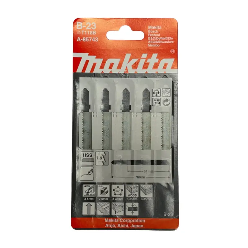 Makita Stichsägeblätter 5tlg. Metall Alu HSS GL 76 mm AL 51mm A-85743 B-23 Versand Am Gleichen Tag