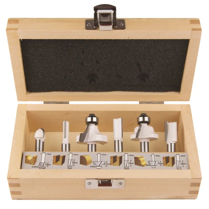 Wochenendangebot Makita Fräser Set 8mm 6-teilig Nutfräser Winkelkantenfräser Oberfräse D-53540