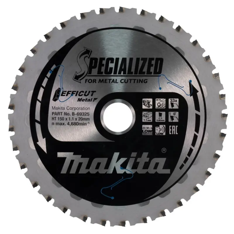 Neuheit Makita Sägeblatt 150x1,1x20mm 33Z EFFICUT Metall Akku Handkreissäge B-69325