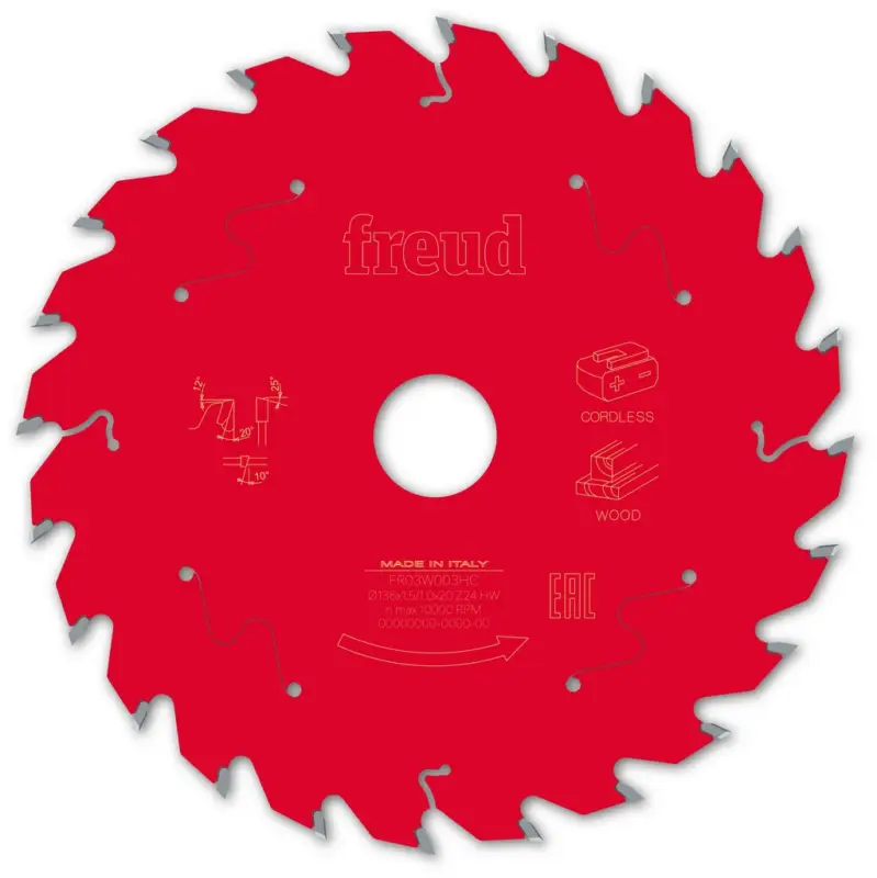 Freud Kreissägeblatt FR03W003HC 136x20x1,5/1,0mm Z24 Akku Handsäge F03FS10044 Preisknaller