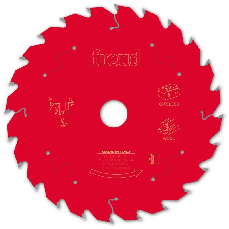 Freud Kreissägeblatt FR05W015HC 160x20x1,5/1mm Z24 Akku Tauchsäge Holz F03FS10048 Nur Für Kurze Zeit