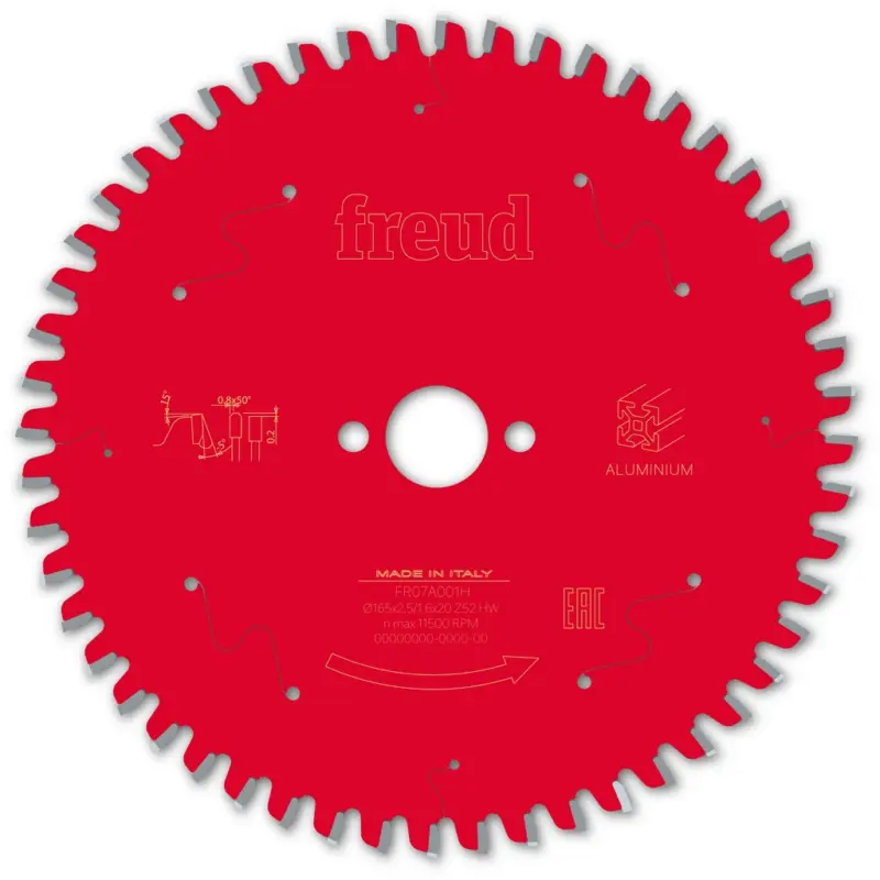 Abverkauf Freud Kreissägeblatt FR07A001H 165x20x2,5/1,6mm Z52 Handsäge Alu F03FS09809