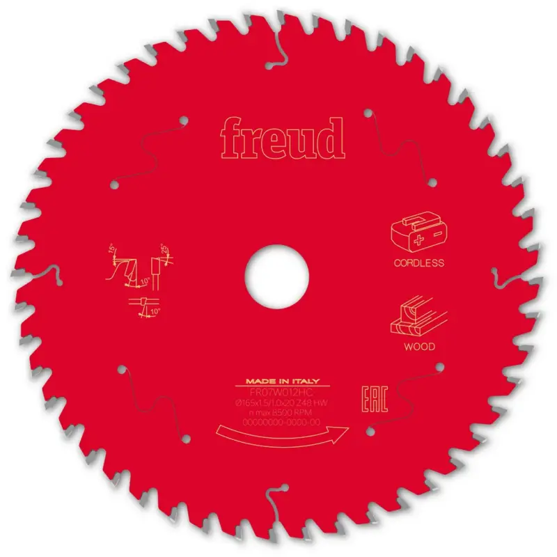 Sichere Zahlung Freud Kreissägeblatt FR07W012HC 165x20x1,5/1mm Z48 Akku-Handsäge Holz F03FS10054