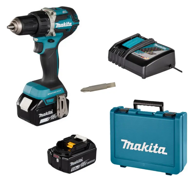 Makita Akku Bohrschrauber 18V 54Nm 2x 5,0Ah Akku mit Ladegerät Koffer DDF484RTE Neue Kollektion