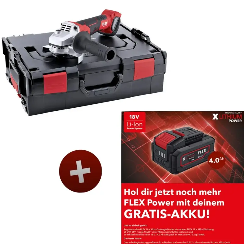Finale Aktion Flex Akku Winkelschleifer mit Bremse LB 125 18.0-EC 18V 125mm Solo Koffer 499315