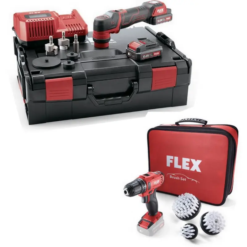 Flex Akku Polierer PXE 80 10.8-EC/2.5 Set freilaufend + Akku-Bohrschrauber DD 2G Direktkauf