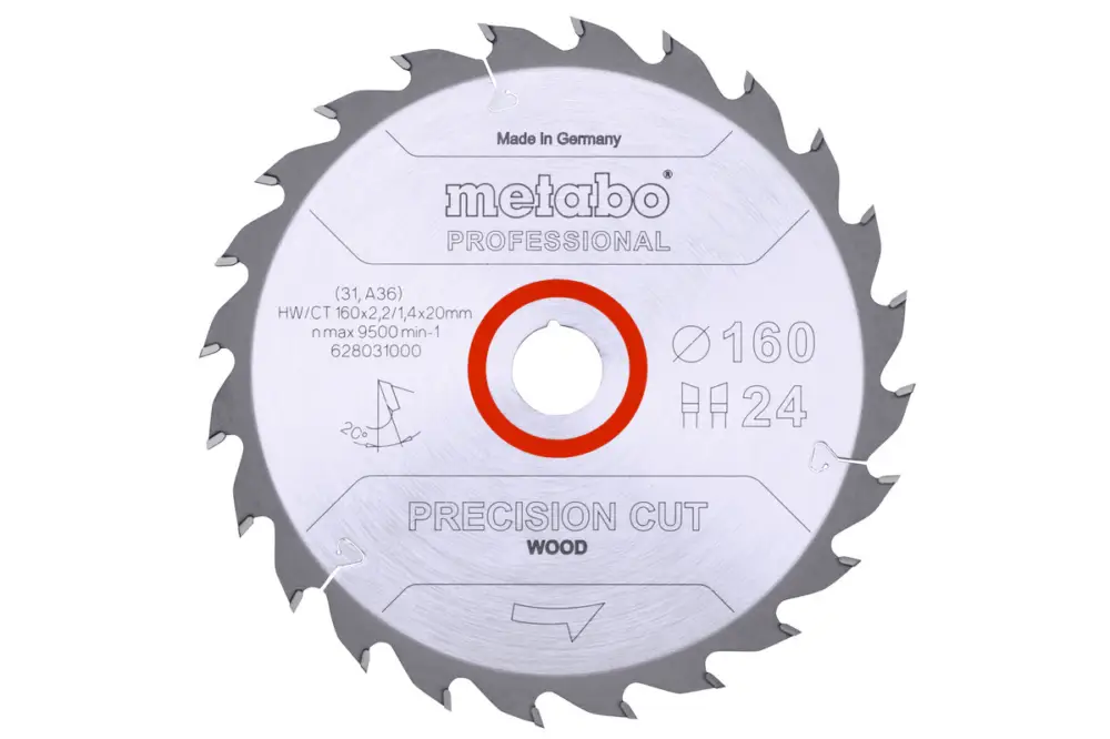 METABO Sägeblatt "precision cut wood - professional", 160x20, Z24 WZ 20° 628031000 Letzte Chance