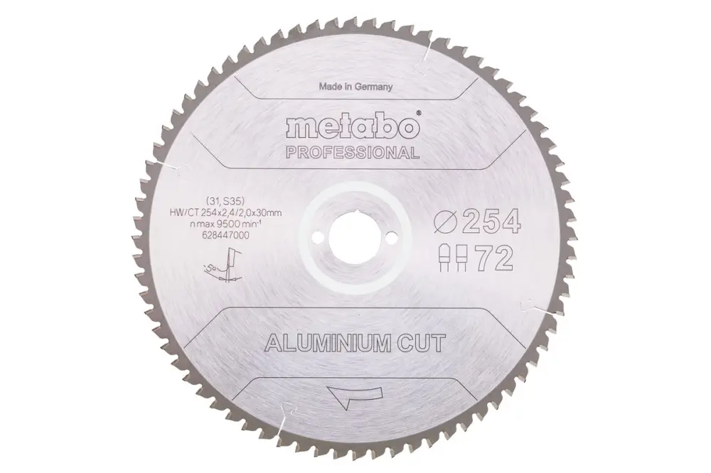 METABO Sägeblatt "aluminium cut - professional", 254x30 Z72 FZ/TZ 5°neg 628447000 Geprüft
