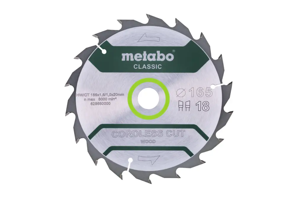 METABO Sägeblatt "cordless cut wood - classic", 165x20 Z18 WZ 20° /B 628650000 Garantierte Lieferung