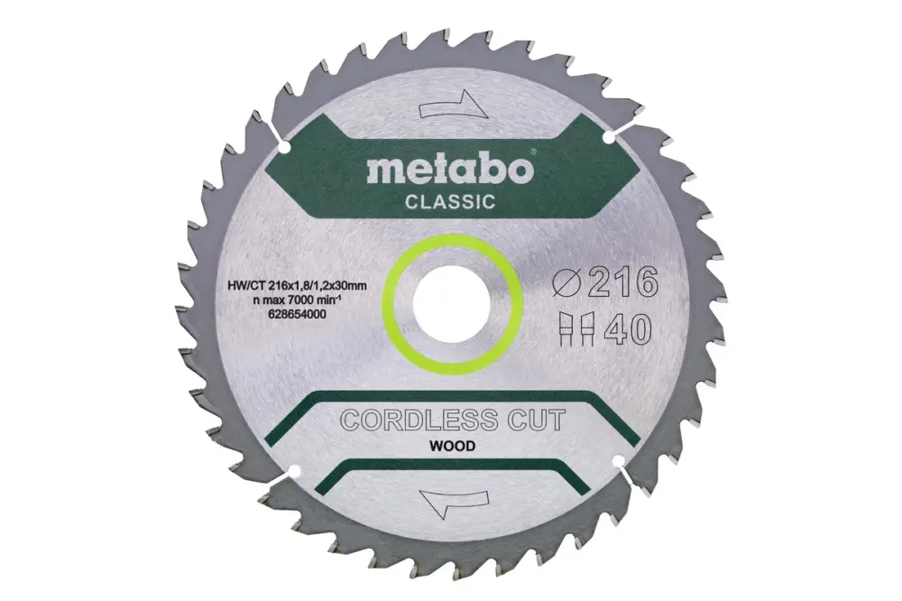 Ausverkauf METABO Sägeblatt "cordless cut wood - classic", 216x30 Z40 WZ 5° /B 628654000