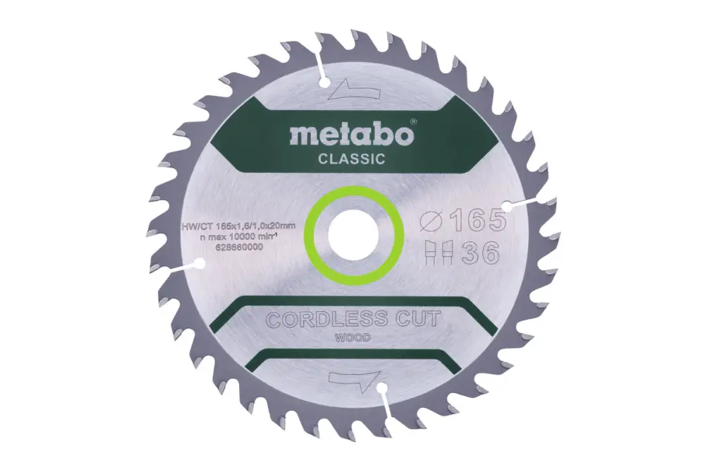 METABO Sägeblatt "cordless cut wood - classic", 165x20 Z36 WZ 15° /B 628660000 Jetzt Kaufen