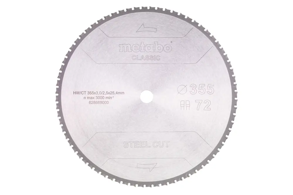 METABO Sägeblatt "steel cut - classic", 355x25,4 Z72 FZ/FA 4° 628669000 Zertifiziert