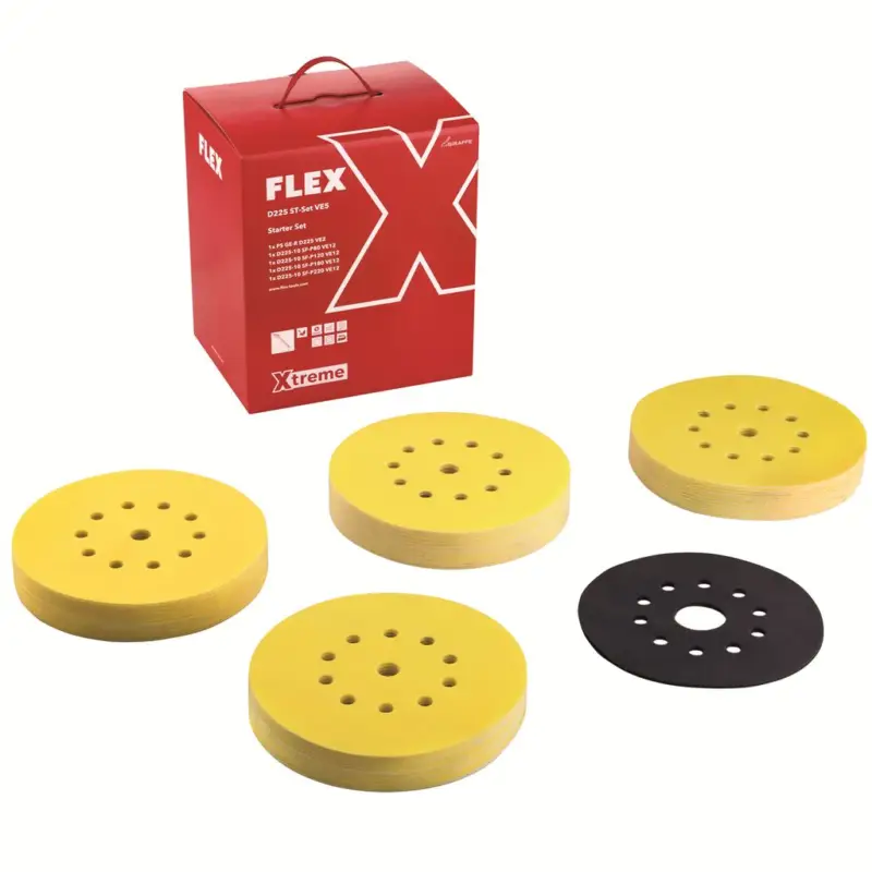 Solange Der Vorrat Reicht Flex Schleifpapier Starterset D225 ST-Set VE5 für Wand Decke Xtreme 534769