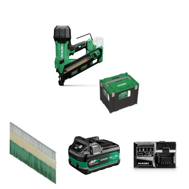 Meistverkauft HiKoKi Akku-Nagler NR1890DCAW9Z + Nägel + Akku 36 V 2.5 Ah/18 + Schnellladegerät