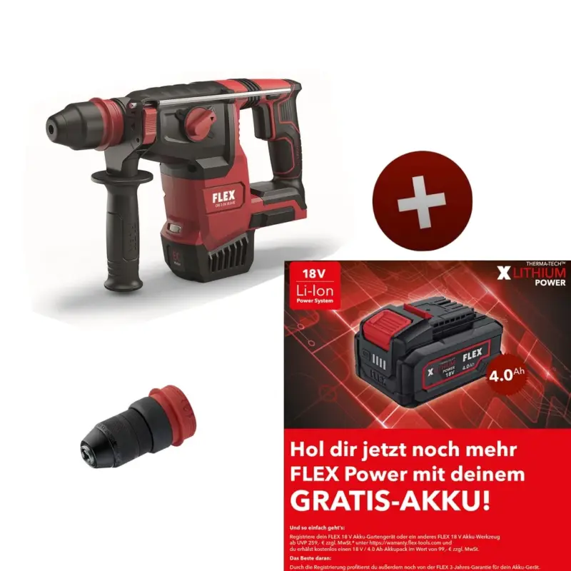 Flex Akku-Kombi-Bohrhammer CHE2-26 18.0 Nr. 491314 + Schnellspannbohrfutter Meistverkauft