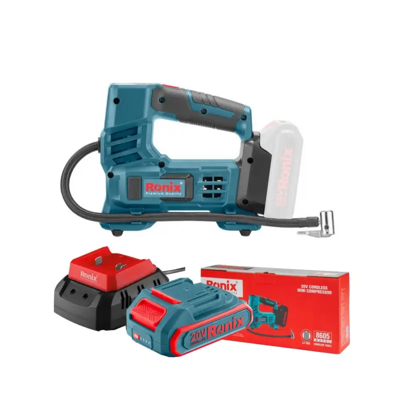 Ronix Mini Kompressor 20V 2 Ah Akku 10,35 bar 150 PSI für Makita 18V 8605 Preis Gesenkt