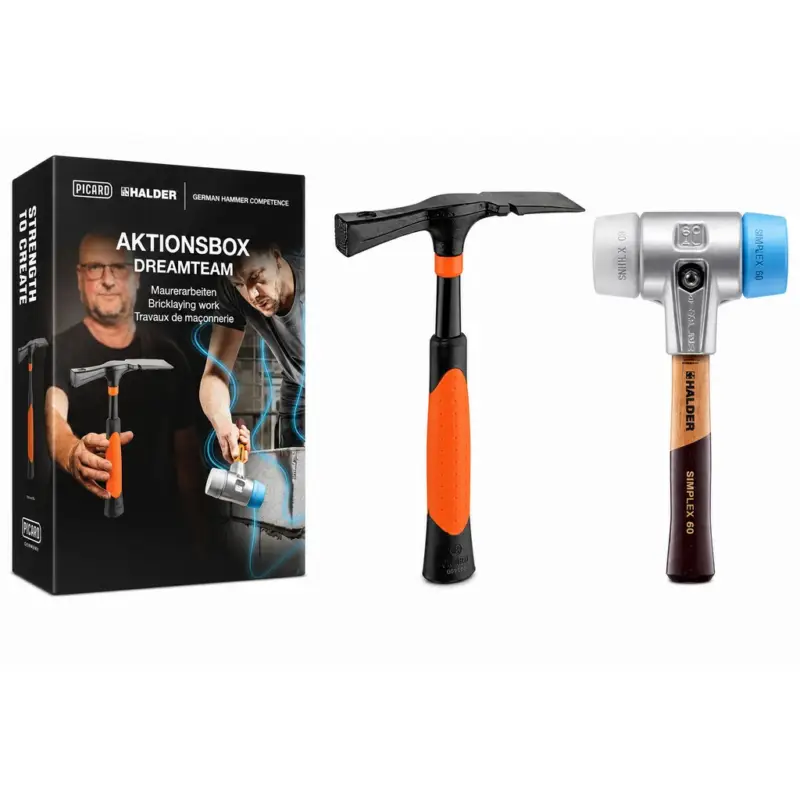 Halder Aktionsbox Dreamteam Maurerarbeiten plus PICARD-Maurerhammer 3113s005 Abverkauf